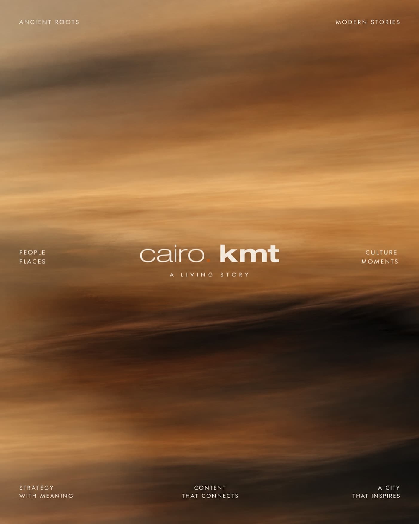 cairo.kmt title card in shades of sand and amber