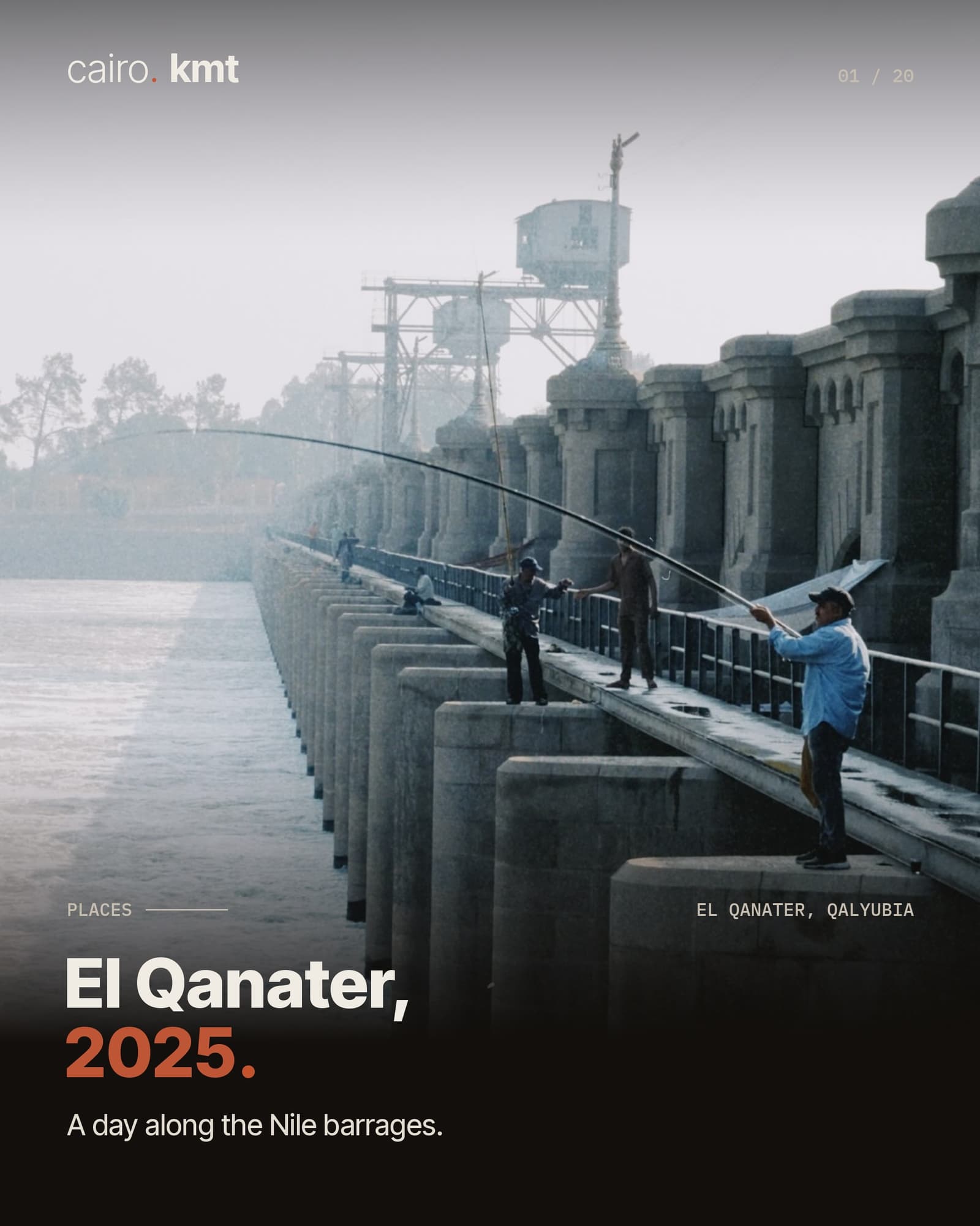 Fishermen along the barrages at El Qanater