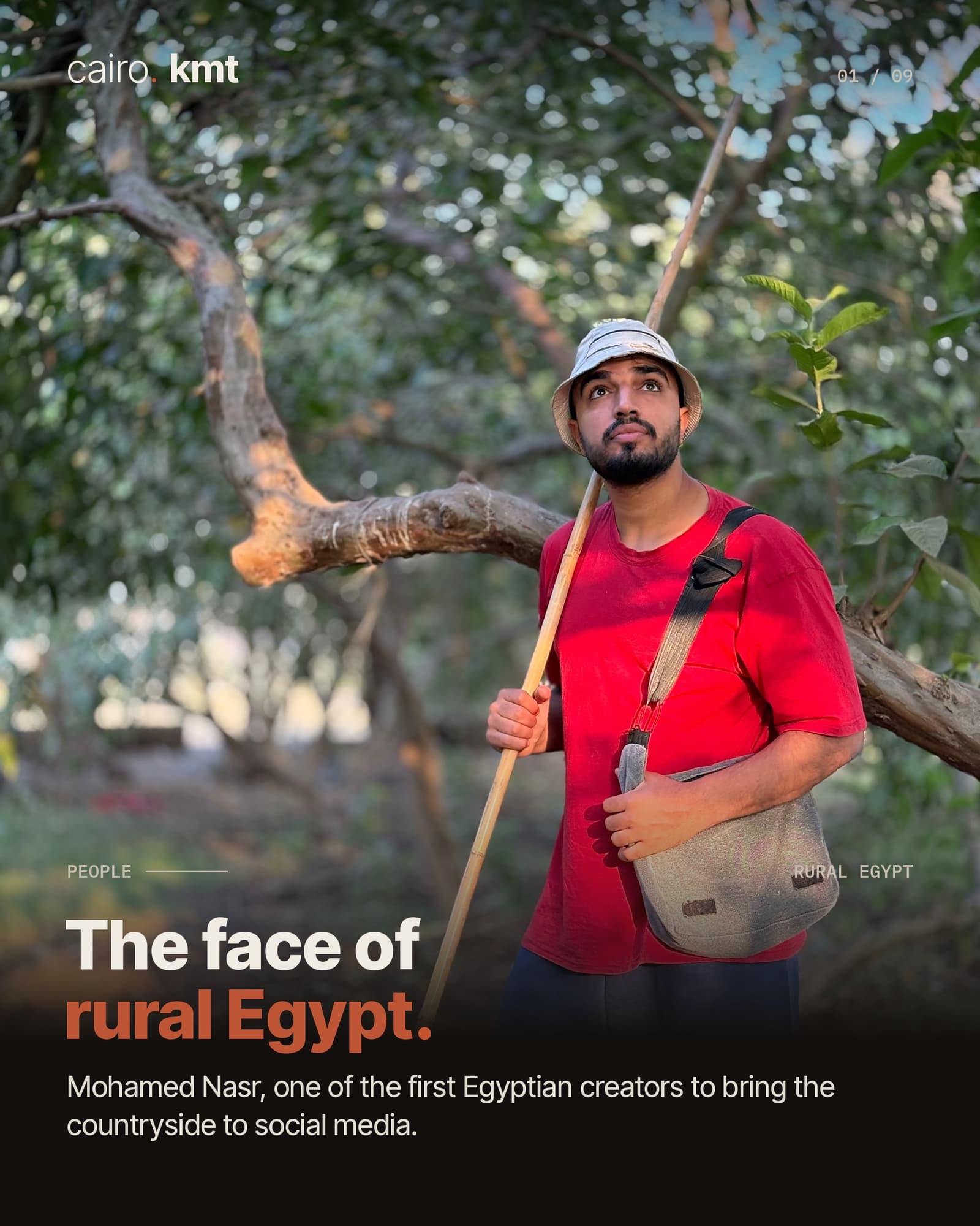 Mohamed Nasr among the trees of an orchard