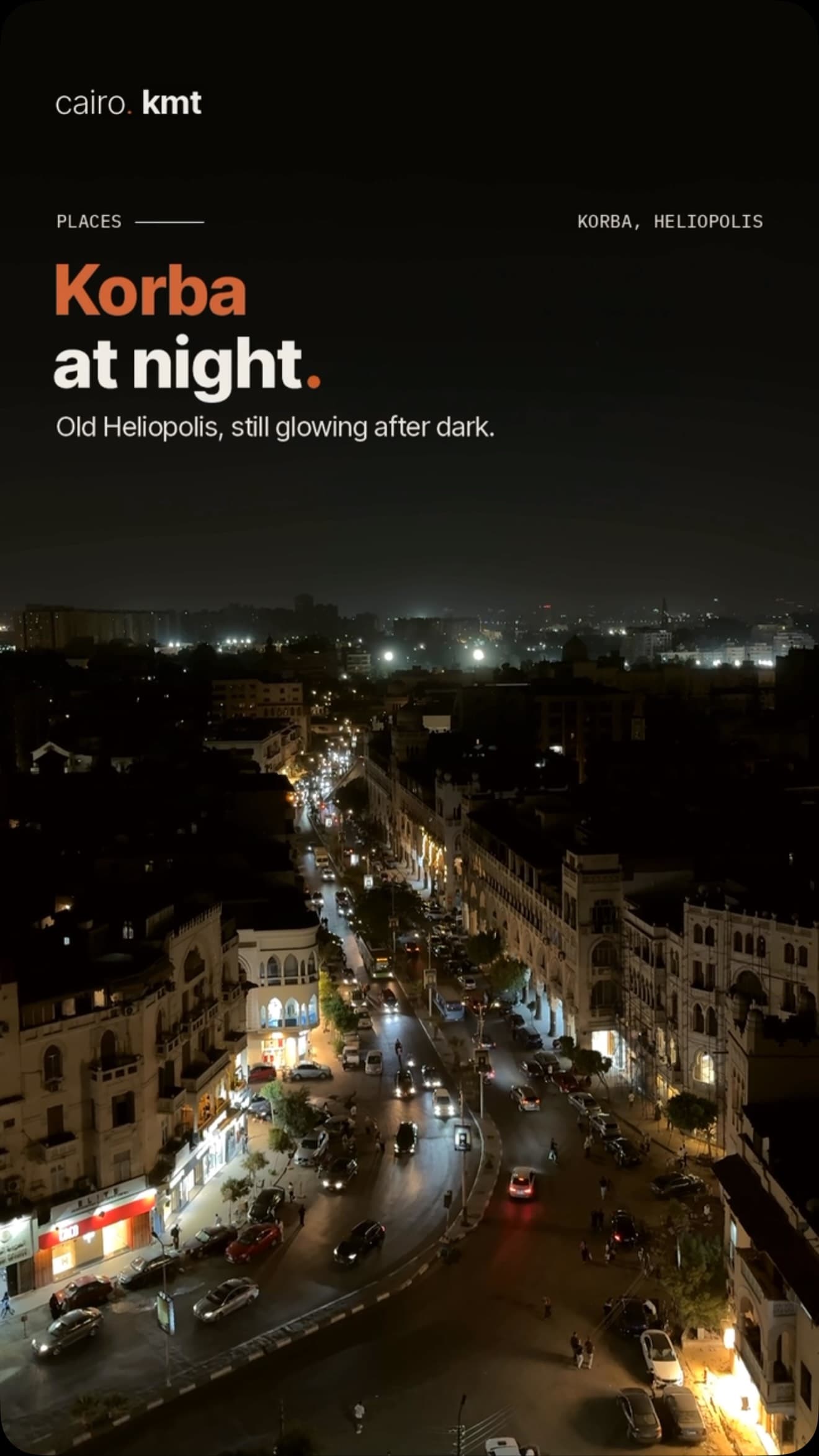Korba’s streets glowing at night, seen from above