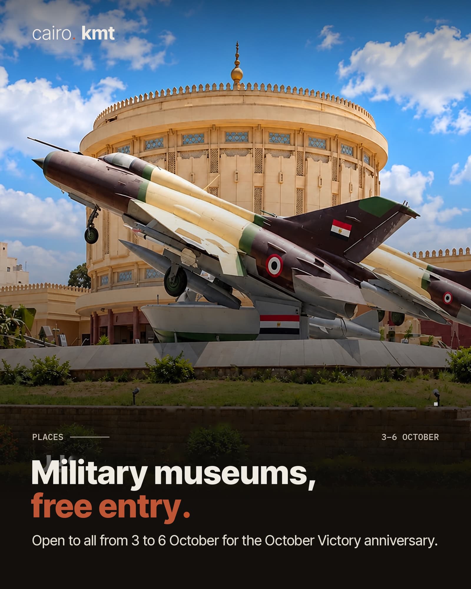 A fighter jet displayed outside a domed military museum