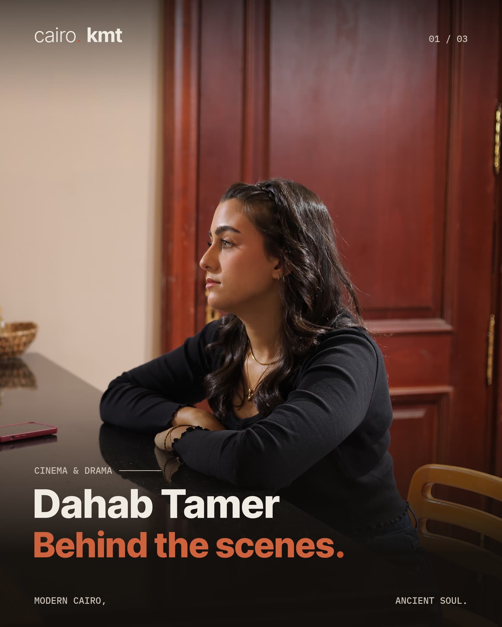 Dahab Tamer seated in a wood-panelled room