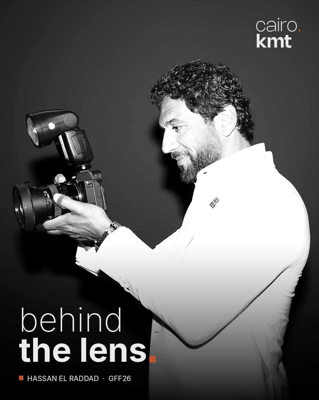 Hassan El Raddad holding a camera at El Gouna