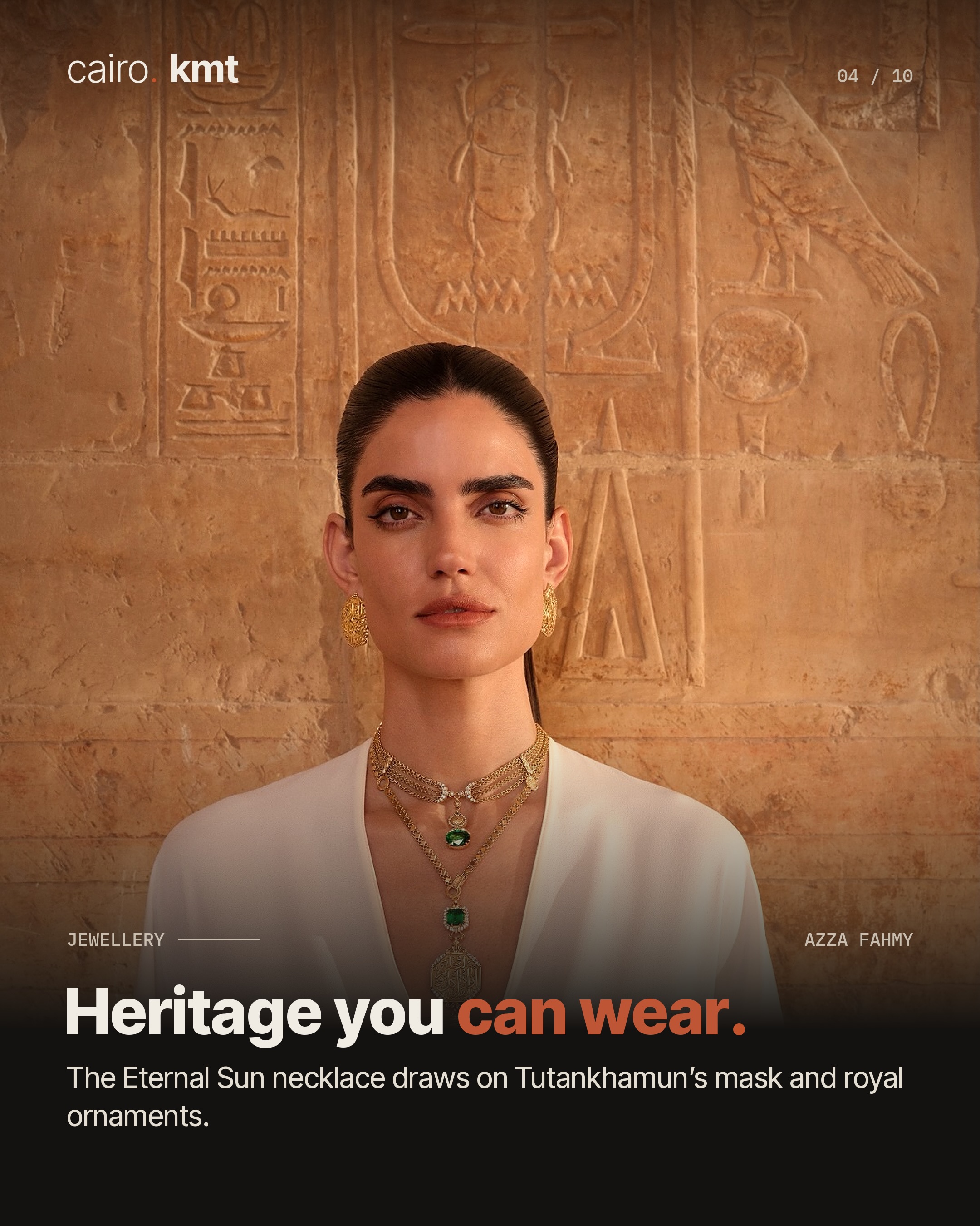 A model wearing a necklace from Azza Fahmy’s Nile Tales collection