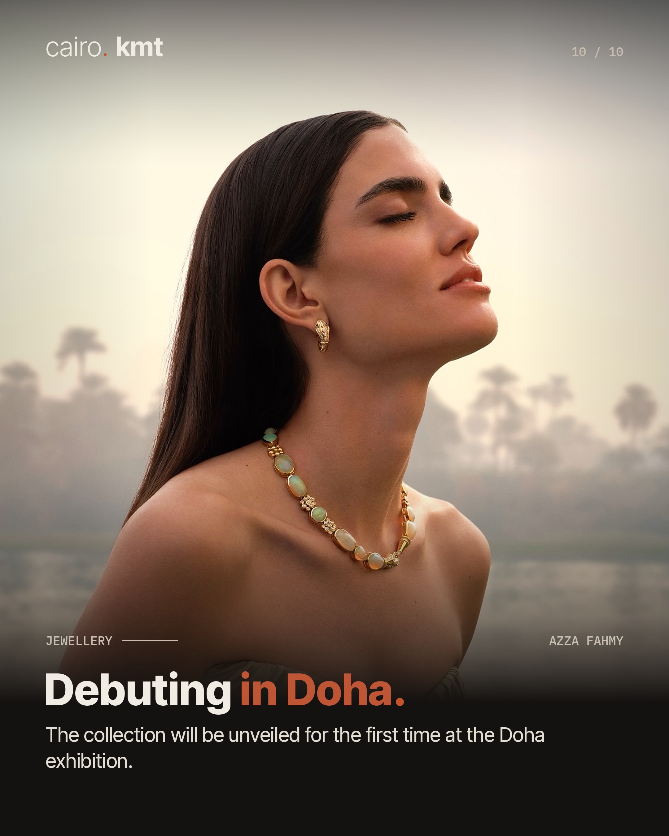 A model wearing a necklace from Azza Fahmy’s Nile Tales collection