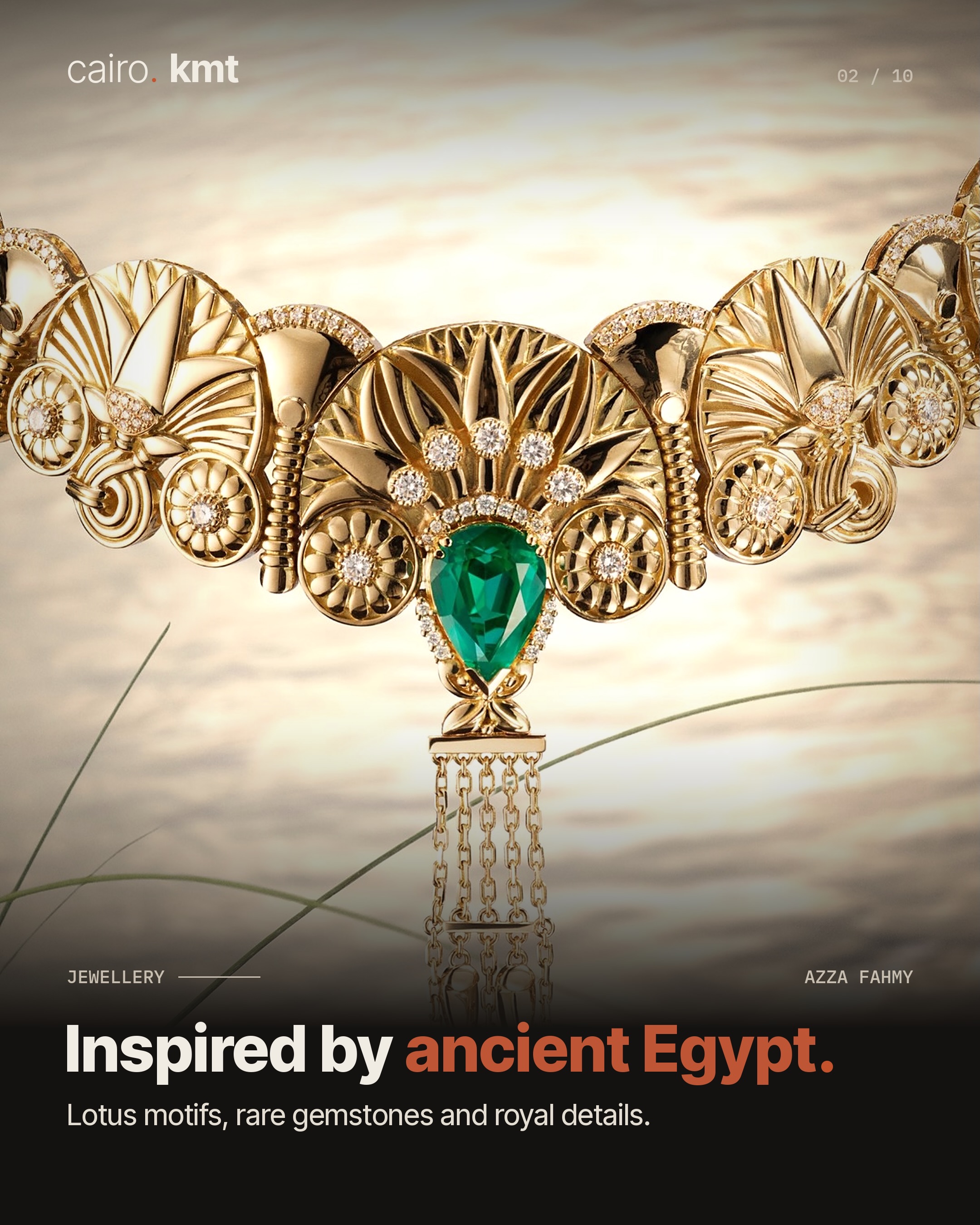 A model wearing a necklace from Azza Fahmy’s Nile Tales collection