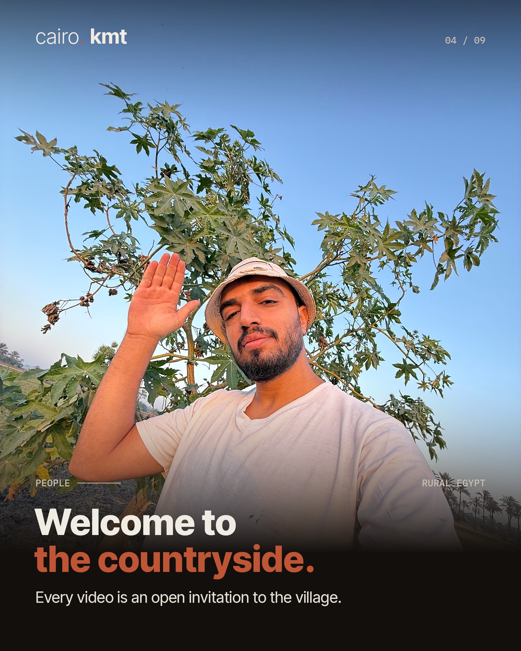 Mohamed Nasr among the trees of an orchard