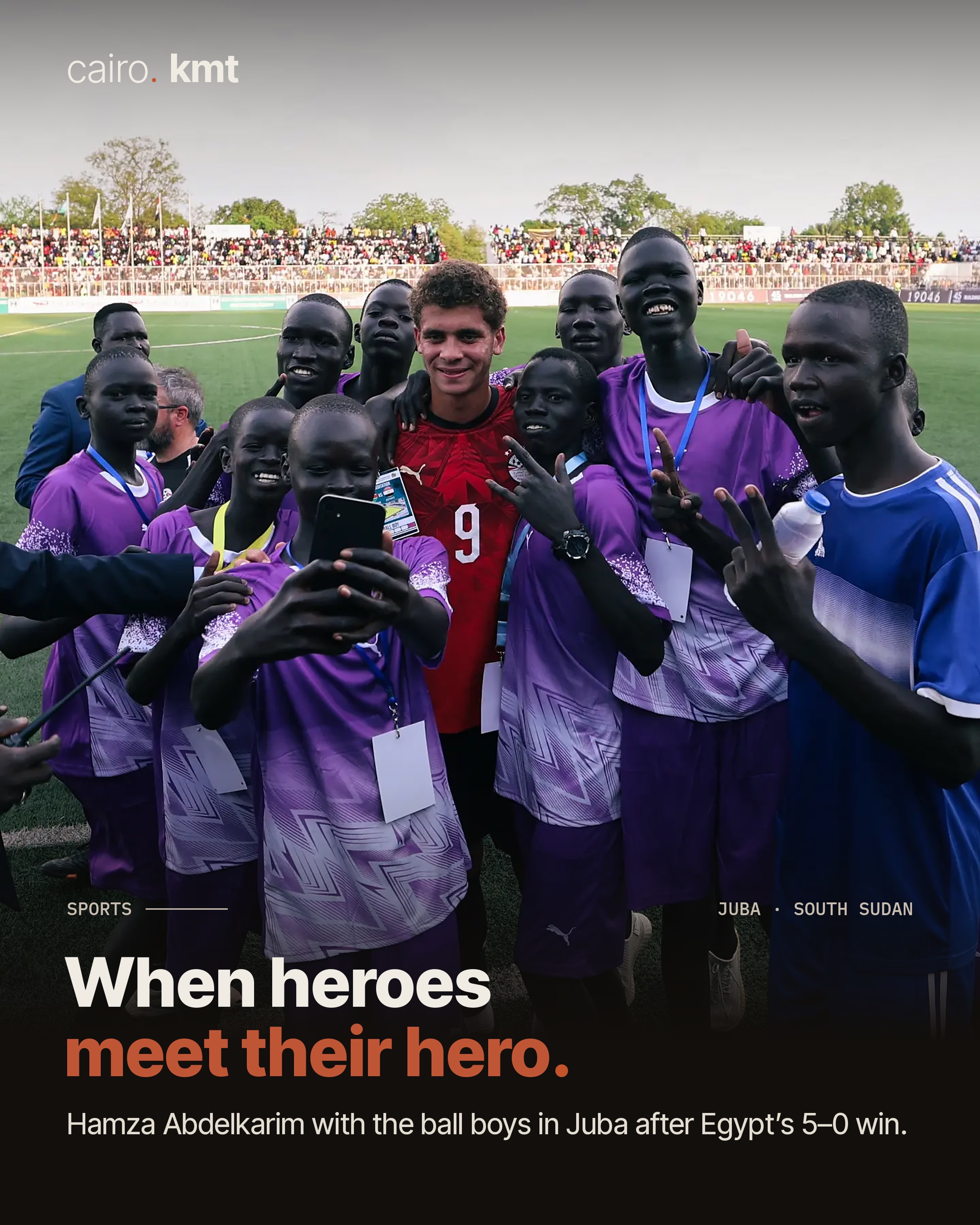 Egypt players celebrate a goal in Juba