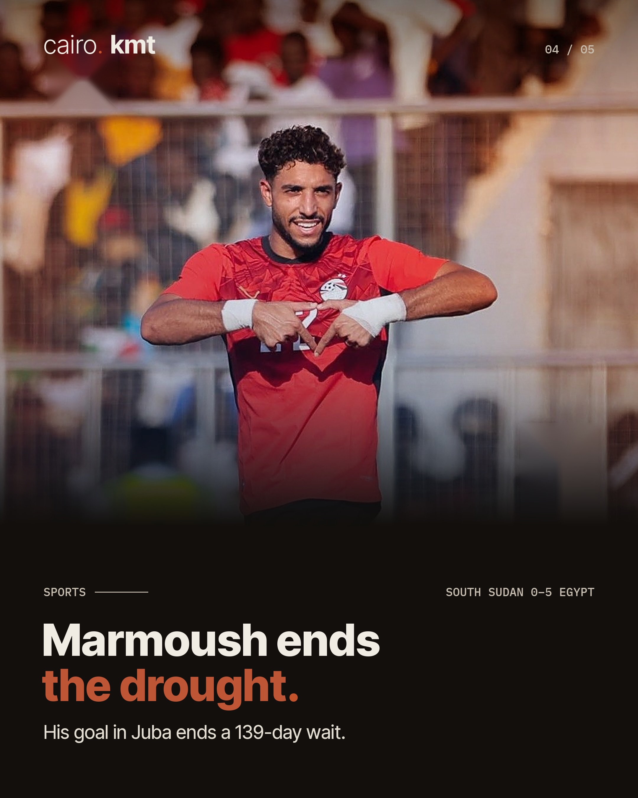 Egypt players celebrate a goal in Juba