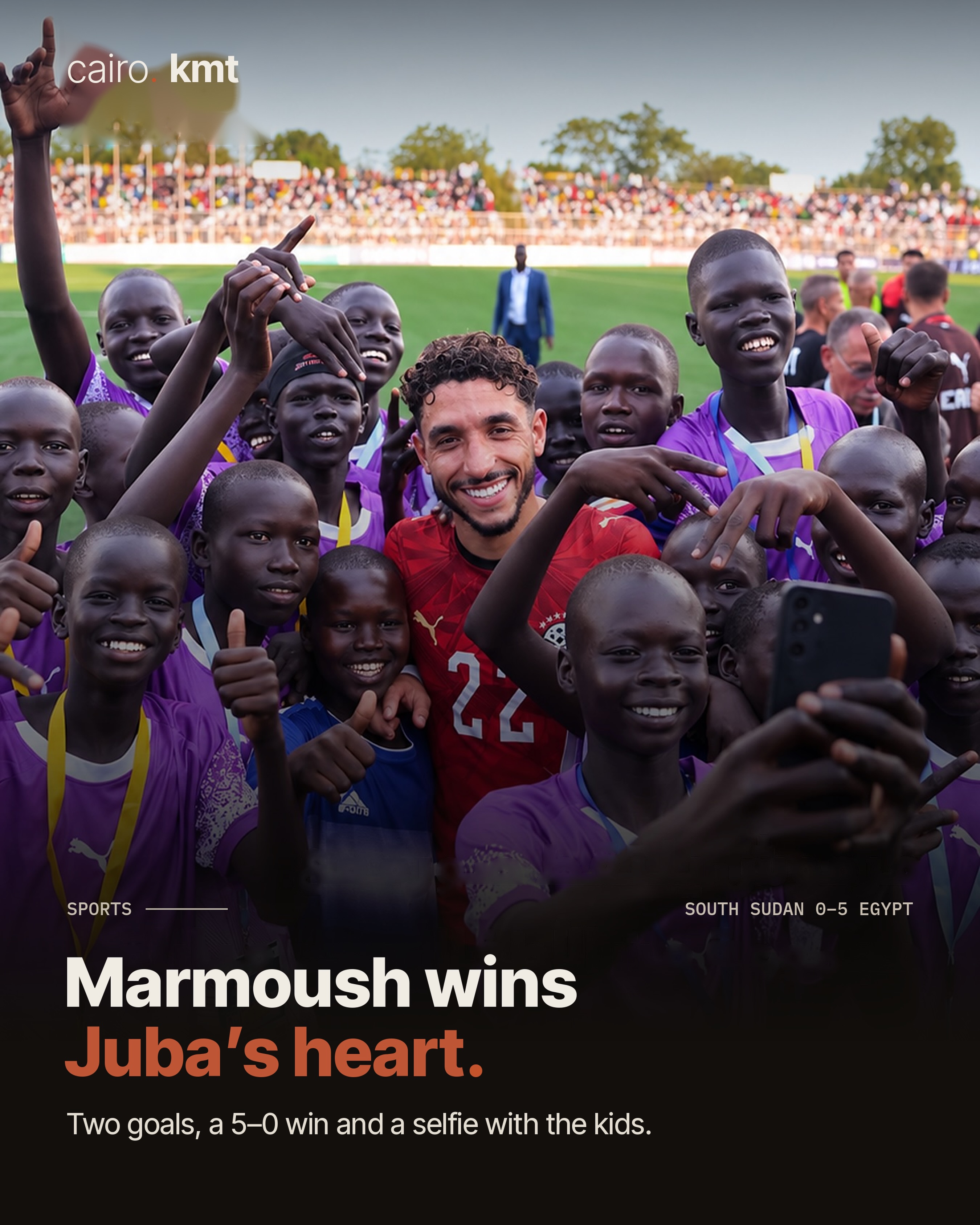 Egypt players celebrate a goal in Juba