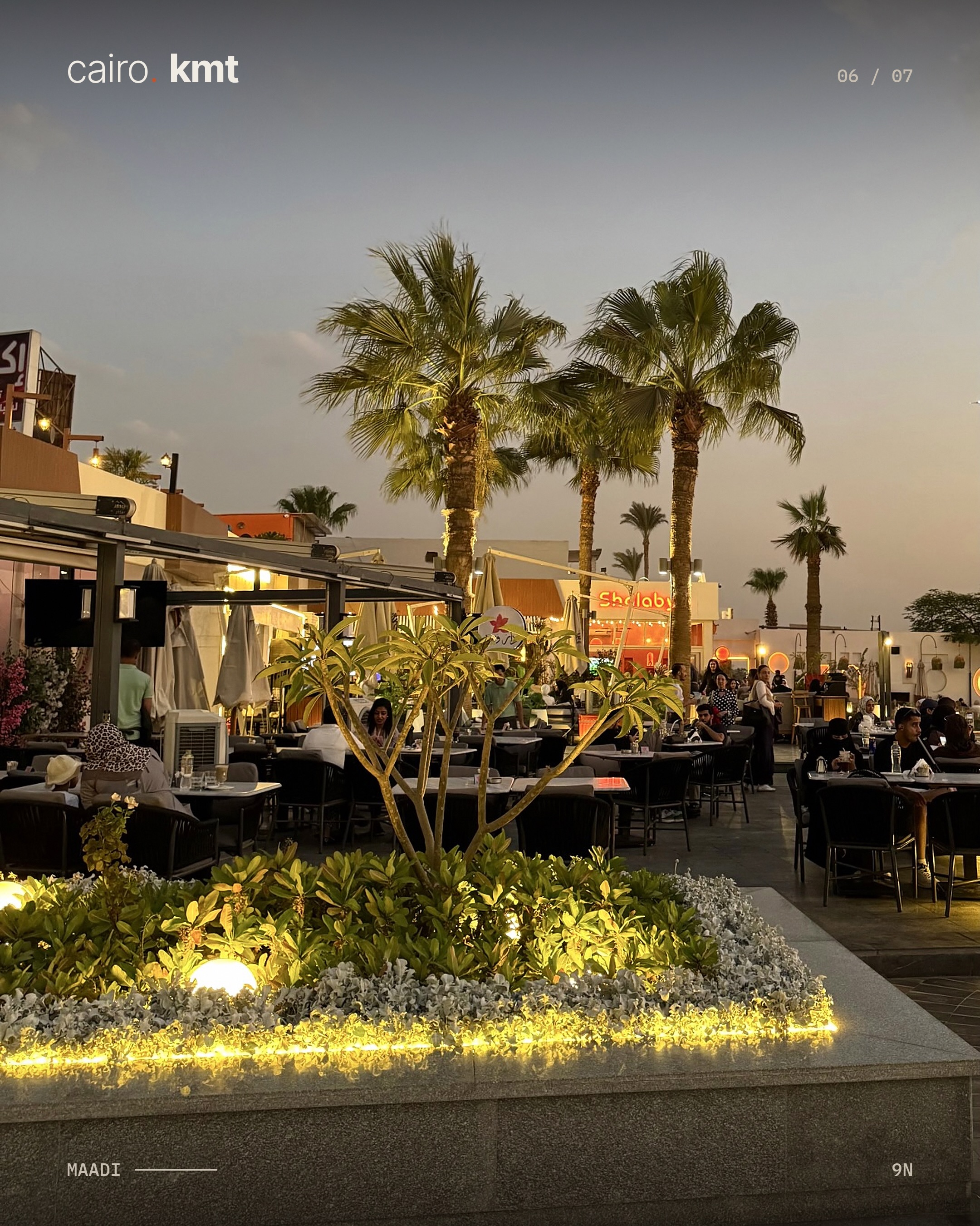 9N’s Nile-side terrace in Maadi at sunset