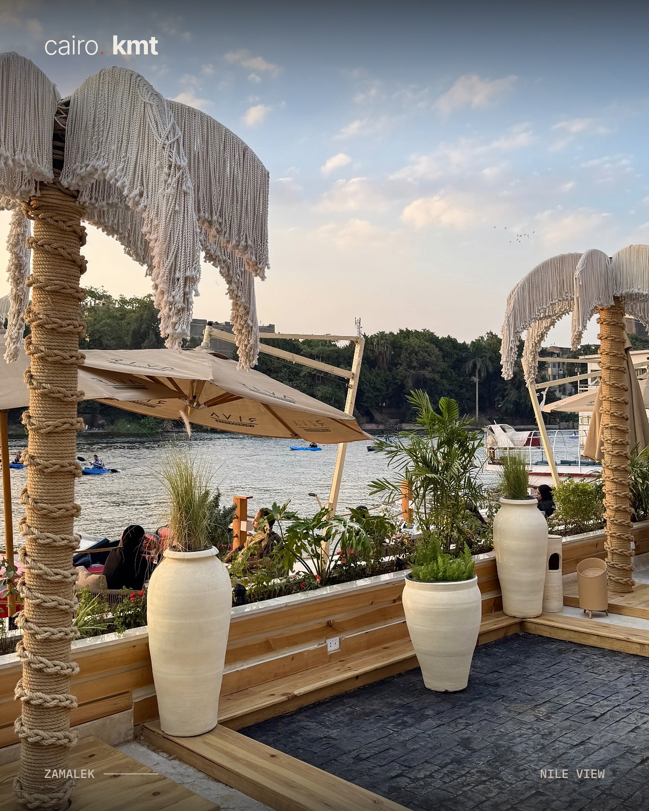 RIVA Lounge & Cafe’s Nile-side seating in Zamalek