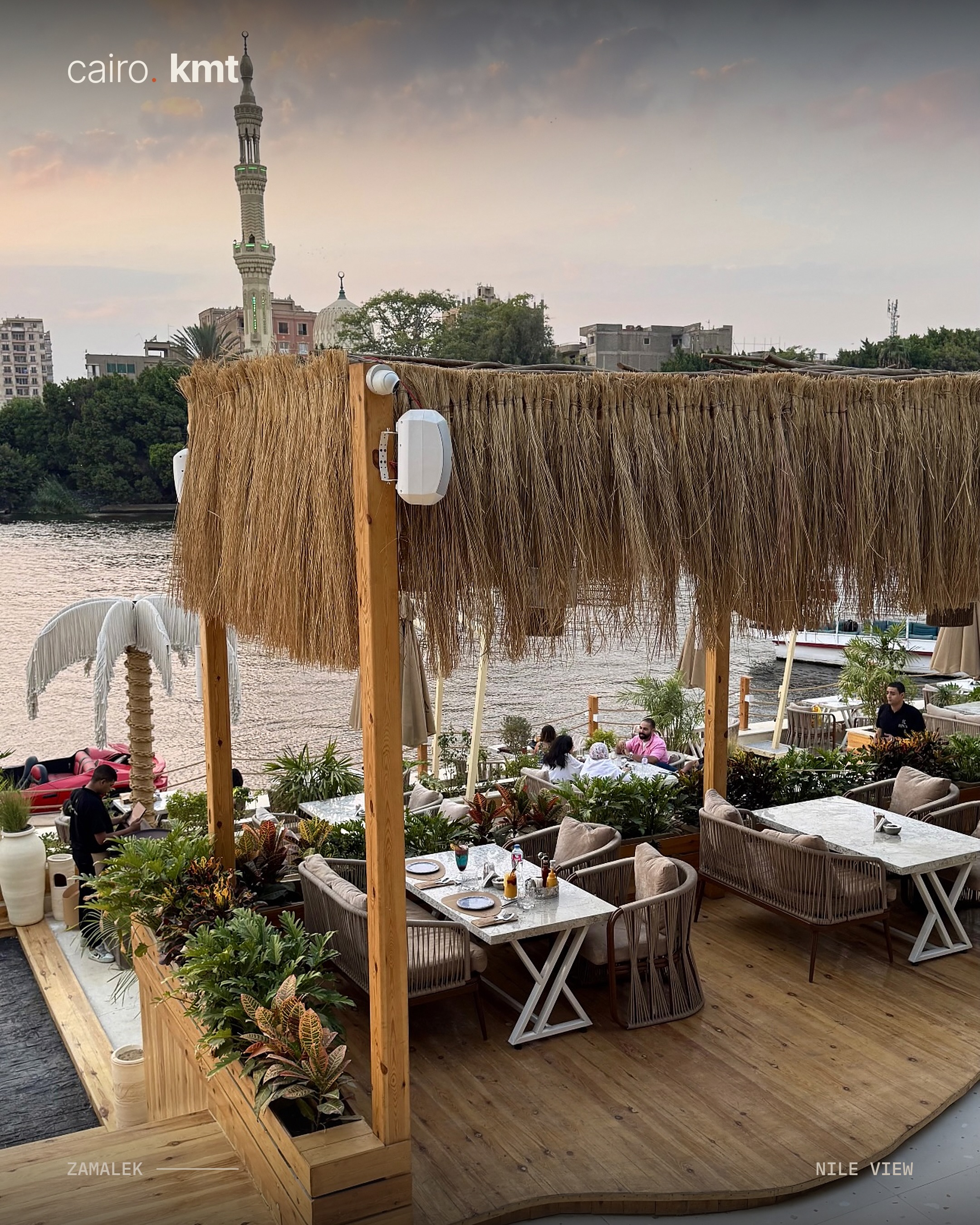 RIVA Lounge & Cafe’s Nile-side seating in Zamalek