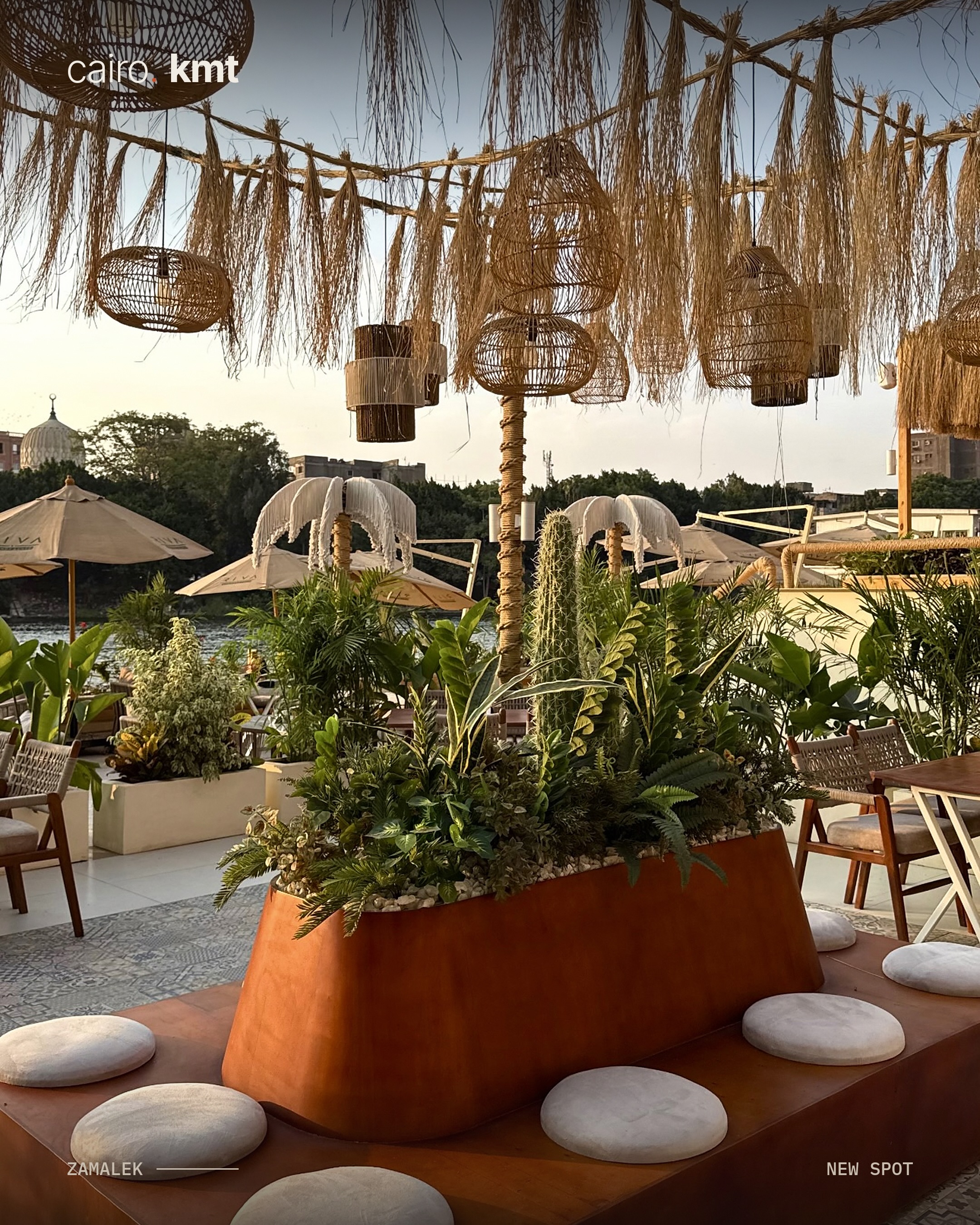 RIVA Lounge & Cafe’s Nile-side seating in Zamalek