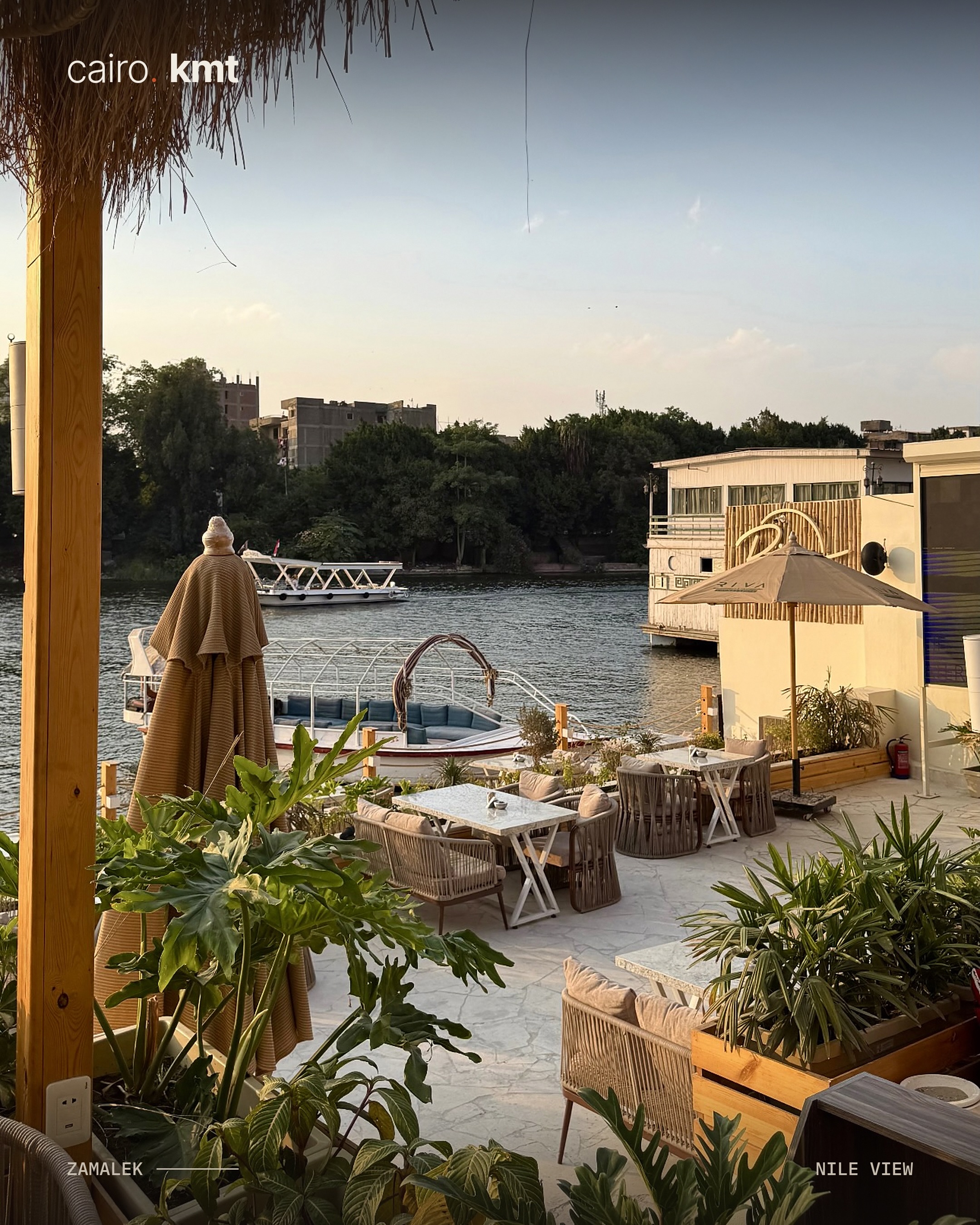 RIVA Lounge & Cafe’s Nile-side seating in Zamalek