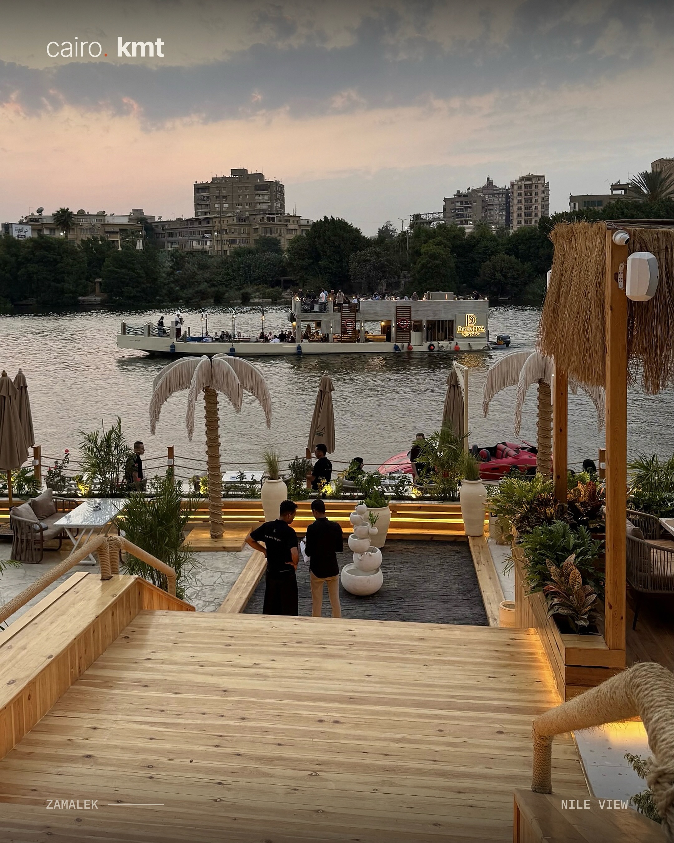 RIVA Lounge & Cafe’s Nile-side seating in Zamalek