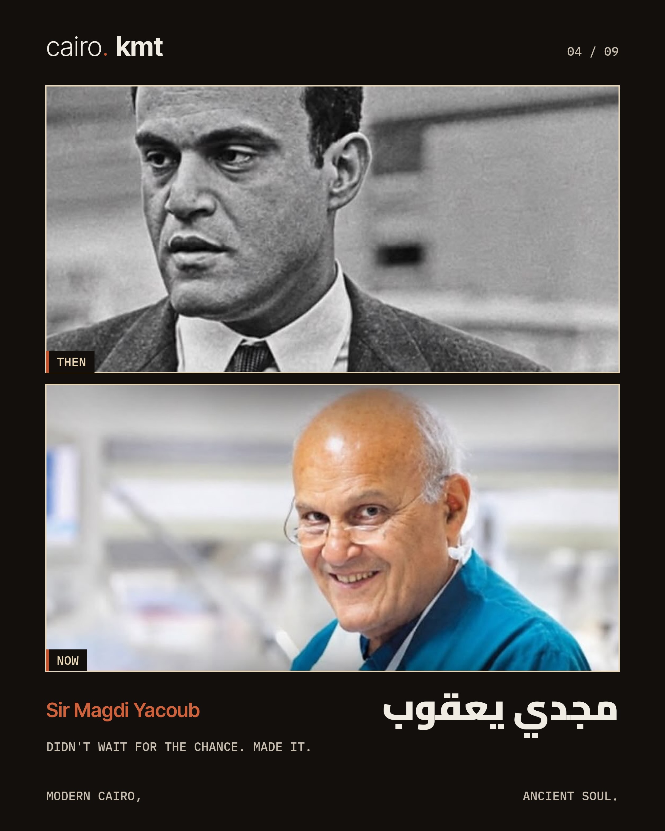 Early and recent photographs of Egyptian stars side by side