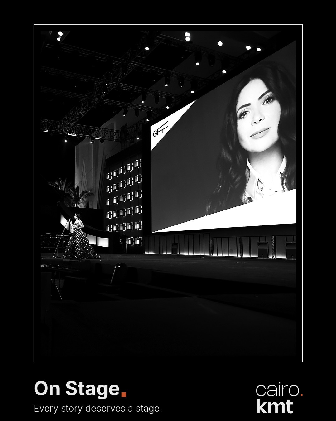 Black-and-white photographs from El Gouna Film Festival’s opening night