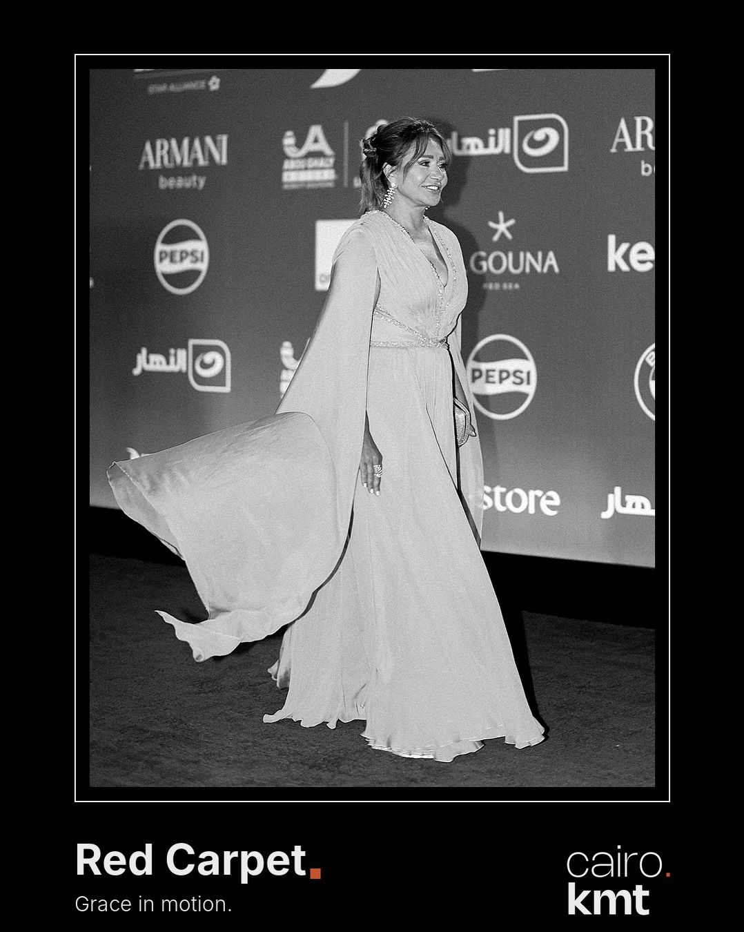 Black-and-white photographs from El Gouna Film Festival’s opening night