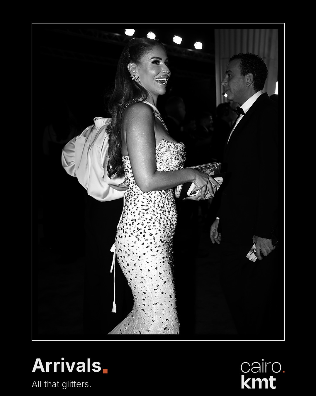 Black-and-white photographs from El Gouna Film Festival’s opening night