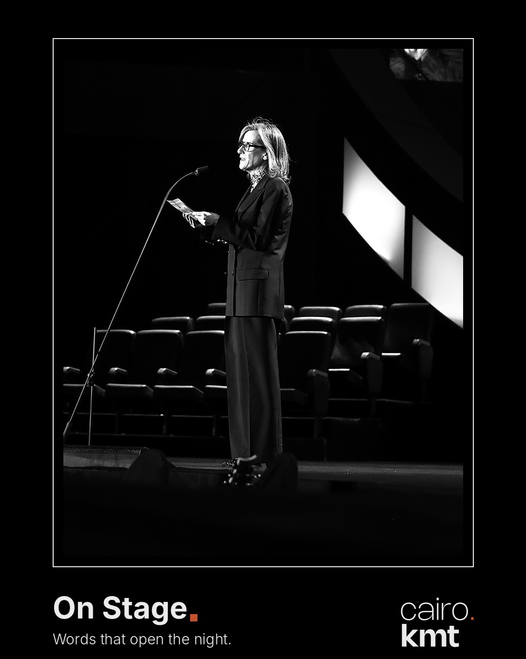 Black-and-white photographs from El Gouna Film Festival’s opening night