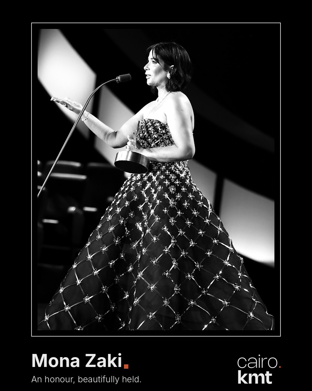 Black-and-white photographs from El Gouna Film Festival’s opening night